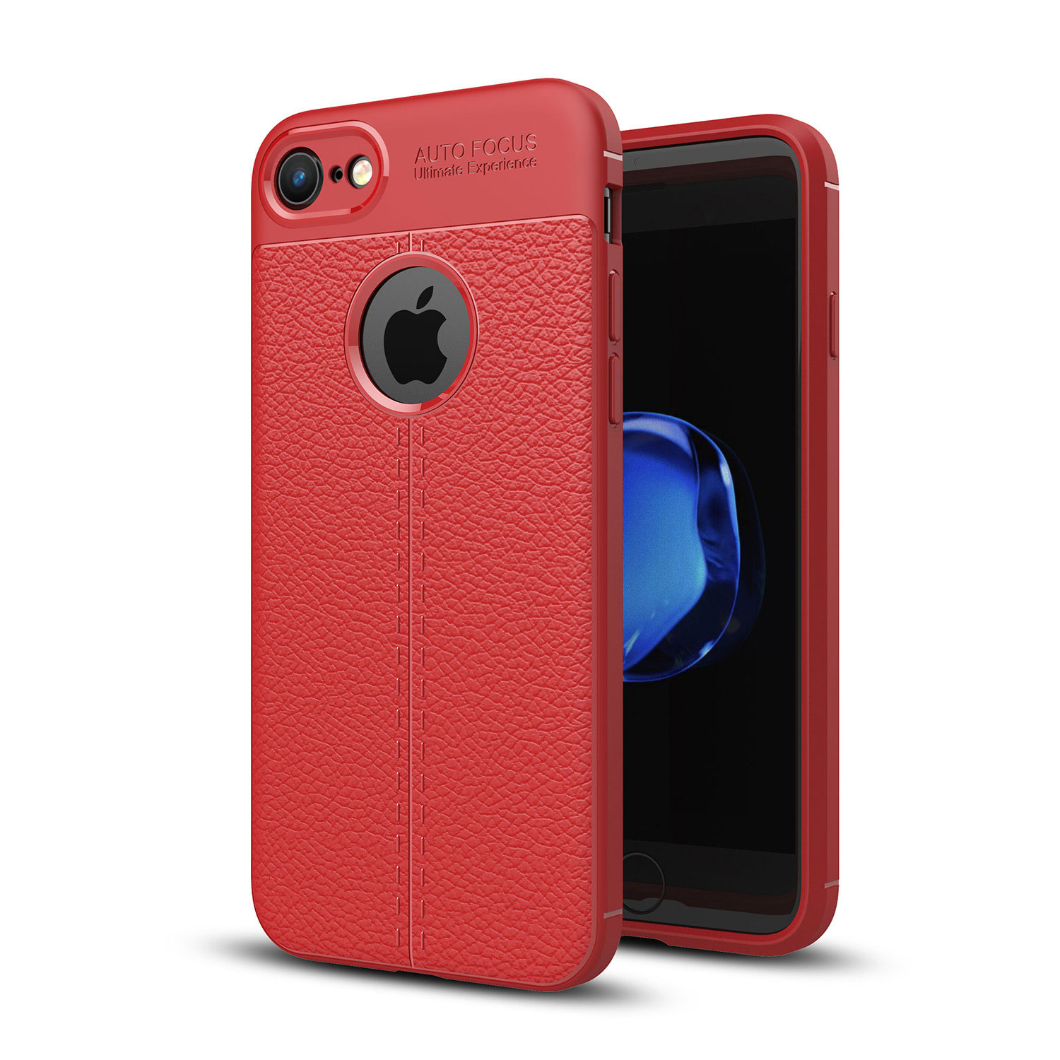 iPHONE 8 / iPHONE 7 TPU Leather Armor Hybrid Case (Red)